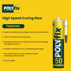 Polyfix 50: High-Speed Curing White Glue for Versatile Construction and Sealing Applications - 290ml