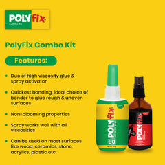 Polyfix HV Glue + Glass Spray Activator Combo Kit : The Ultimate Adhesive Solution for Wood, Metal, and More - 50g+50ml