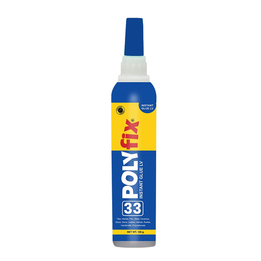 PolyFix 33 LV Adhesive (125 Gms) - Instant CA glue for tile surfaces, stone, granite, removes tile bends