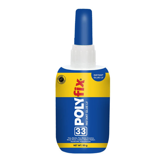 PolyFix 33 LV Adhesive (50 Gms) - Instant CA glue for tile surfaces, stone, granite, removes tile bends