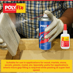 Polyfix MV Glue + Aerosol Spray Activator Combo Kit: The Ultimate High-Viscosity Adhesive Solution for Multiple Materials - 125g+500ml