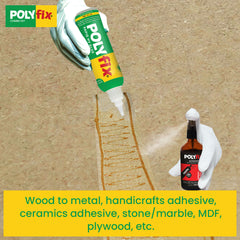 Polyfix HV Glue + Glass Spray Activator Combo Kit : The Ultimate Adhesive Solution for Wood, Metal, and More - 20g+20ml