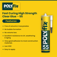 Polyfix 55: High-Speed Curing Clear Glue for Versatile Construction and Sealing Applications - 290ml