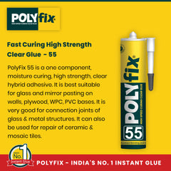 Polyfix 55: High-Speed Curing Clear Glue for Versatile Construction and Sealing Applications - 290ml