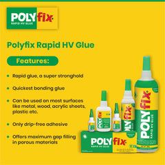 Polyfix Rapid HV Adhesive: Thick Instant Glue for MDF, Furniture, PVC, WPC, Mica- 50g (Pack of 3)
