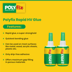 Polyfix Rapid HV Glue: Ideal for Adhering MDF, Furniture, PVC, WPC - 50g (Pack of 2)