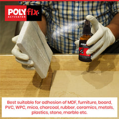 Polyfix Spray Activator (Glass Bottle): Fast Bonding with Instant Glue Activator Spray for pasting MDF, Wood, Marble, Stone, Acrylic, Metal, Plastics- 20ml
