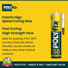 Polyfix 50: High-Speed Curing White Glue for Versatile Construction and Sealing Applications - 290ml