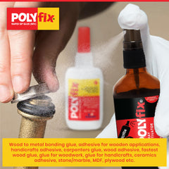 Polyfix MV Glue + Glass Spray Activator Combo Kit: Versatile Adhesive for Wood, Metal, and More - 50g+50ml