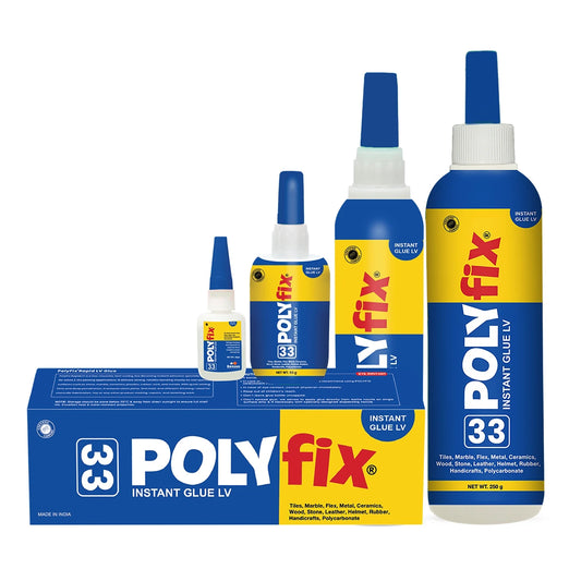 PolyFix 33 LV Adhesive (20 Gms) - Instant CA glue for tile surfaces, stone, granite, removes tile bends