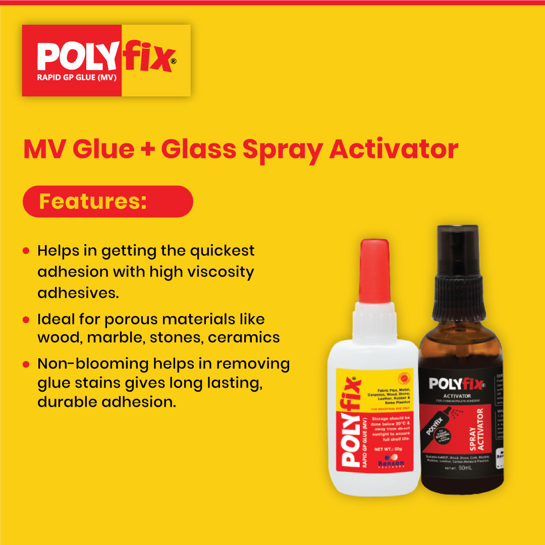Polyfix MV Glue + Glass Spray Activator Combo Kit: Versatile Adhesive ...