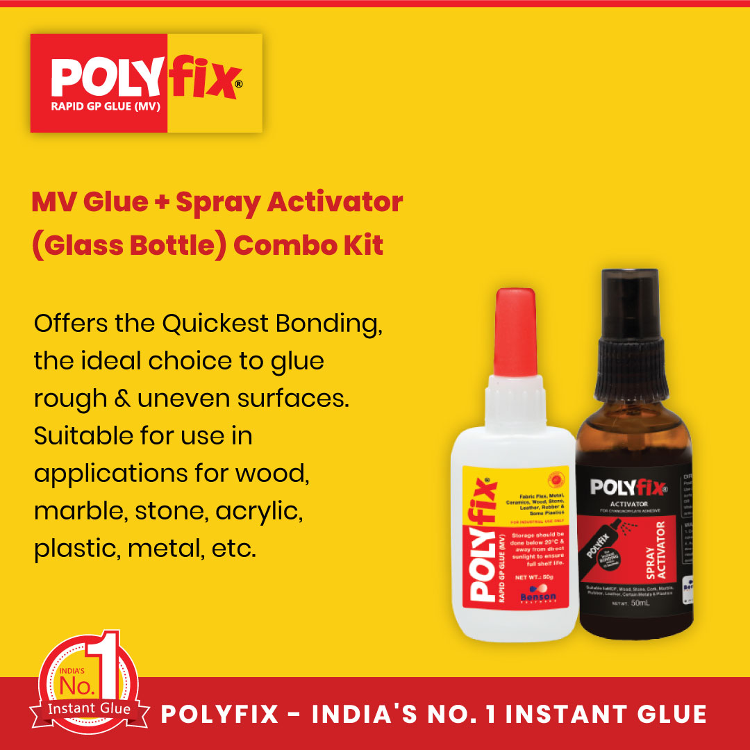 Polyfix MV Glue + Glass Spray Activator Combo Kit: Versatile Adhesive ...