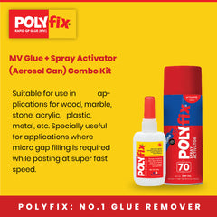 Polyfix MV Glue + Aerosol Spray Activator Combo Kit: The Ultimate High-Viscosity Adhesive Solution for Multiple Materials - 30g+100ml