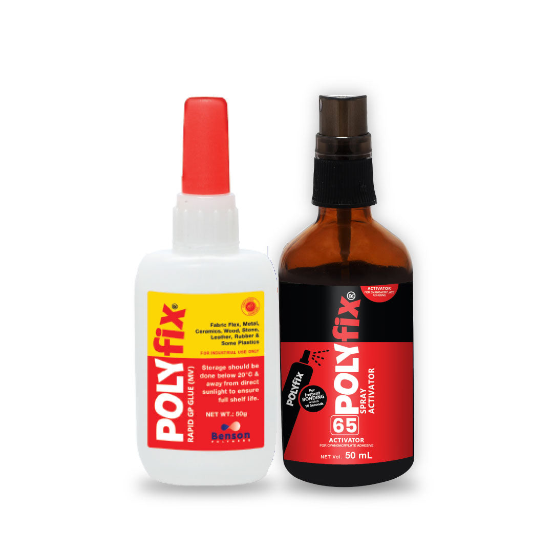 Polyfix MV Glue + Glass Spray Activator Combo Kit: Versatile Adhesive for Wood, Metal, and More - 50g+50ml