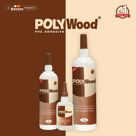 Polywood PVC Multi-Purpose Glue, 100% Bond, 50% Cost, Easy to Use, Water-Resistant Properties, Very Quick Drying Formula, Ideal for PVC Sheet, Charcoal, Acrylic, Mica Lamination on wooden MDF Board & pasting Edge Banding Tapes