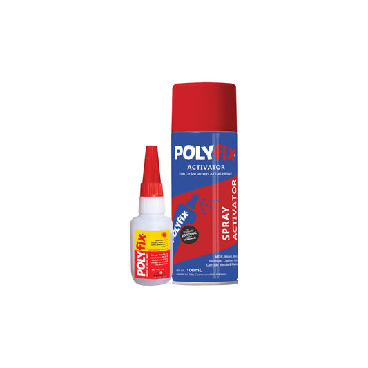 Polyfix MV Glue + Aerosol Spray Activator Combo Kit: The Ultimate High-Viscosity Adhesive Solution for Multiple Materials - 30g+100ml