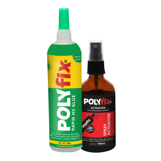 Polyfix HV Glue + Glass Spray Activator Combo Kit : The Ultimate Adhesive Solution for Wood, Metal, and More - 250g+100ml